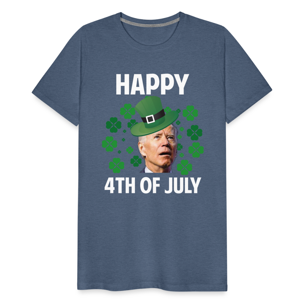 Funny Joe Biden Happy 4th Of July Confused St Patrick's Day Men's Premium T-Shirt - heather blue