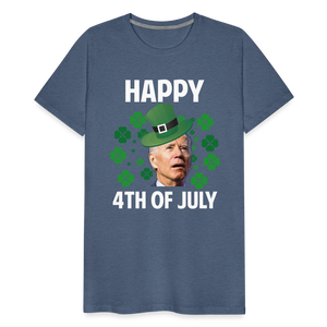 Funny Joe Biden Happy 4th Of July Confused St Patrick's Day Men's Premium T-Shirt - heather blue