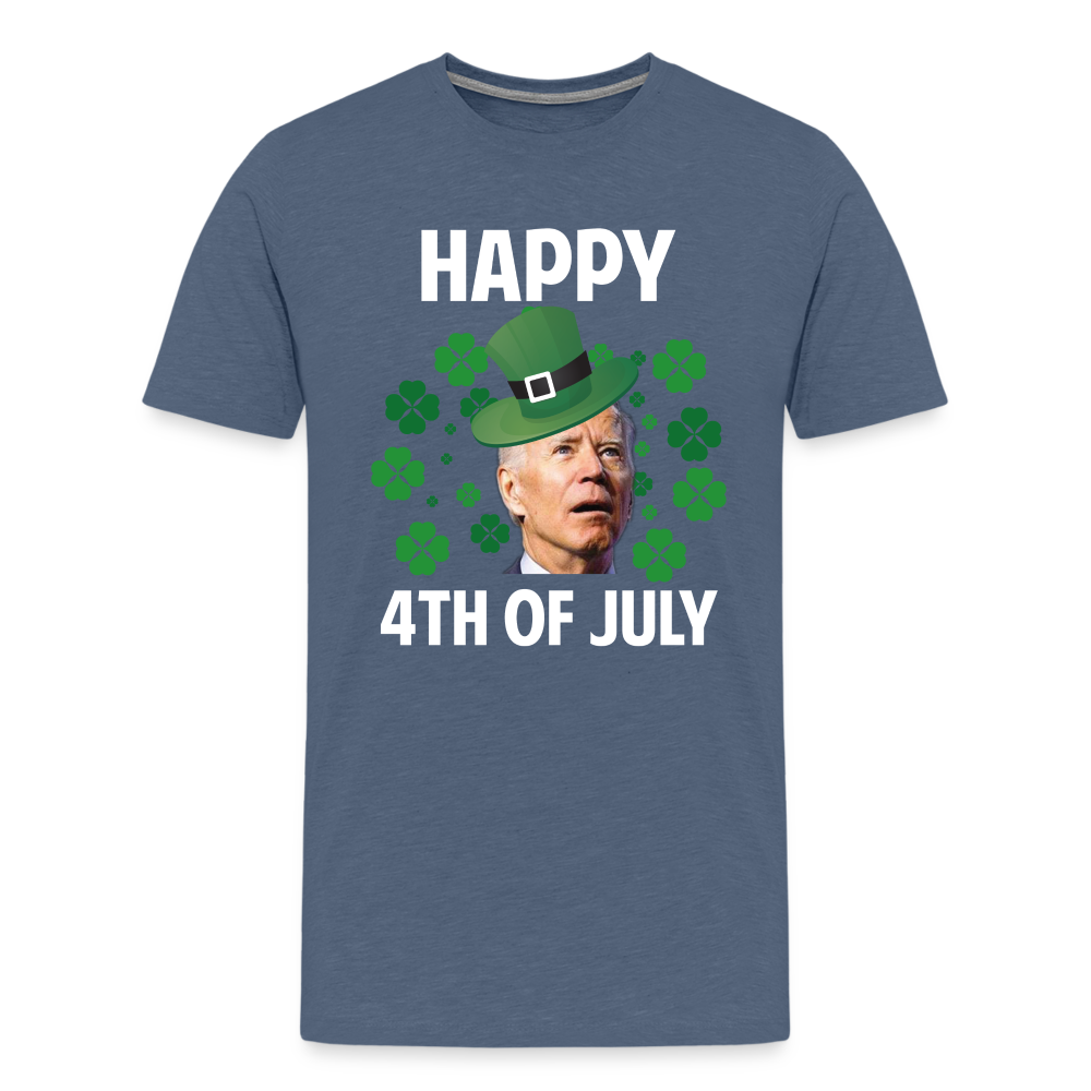 Funny Joe Biden Happy 4th Of July Confused St Patrick's Day Men's Premium T-Shirt - heather blue