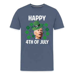 Funny Joe Biden Happy 4th Of July Confused St Patrick's Day Men's Premium T-Shirt - heather blue