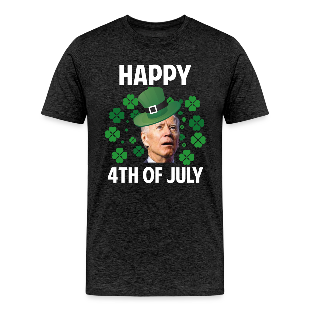 Funny Joe Biden Happy 4th Of July Confused St Patrick's Day Men's Premium T-Shirt - charcoal grey