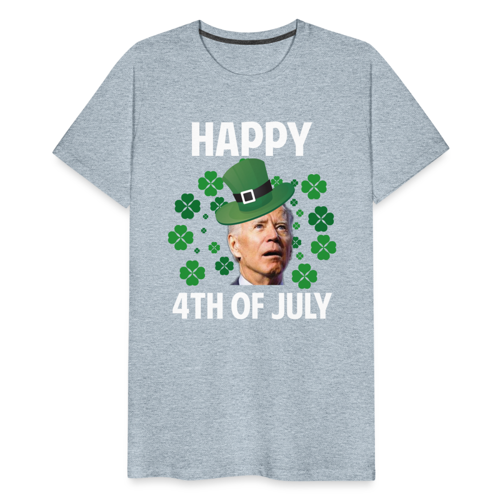 Funny Joe Biden Happy 4th Of July Confused St Patrick's Day Men's Premium T-Shirt - heather ice blue