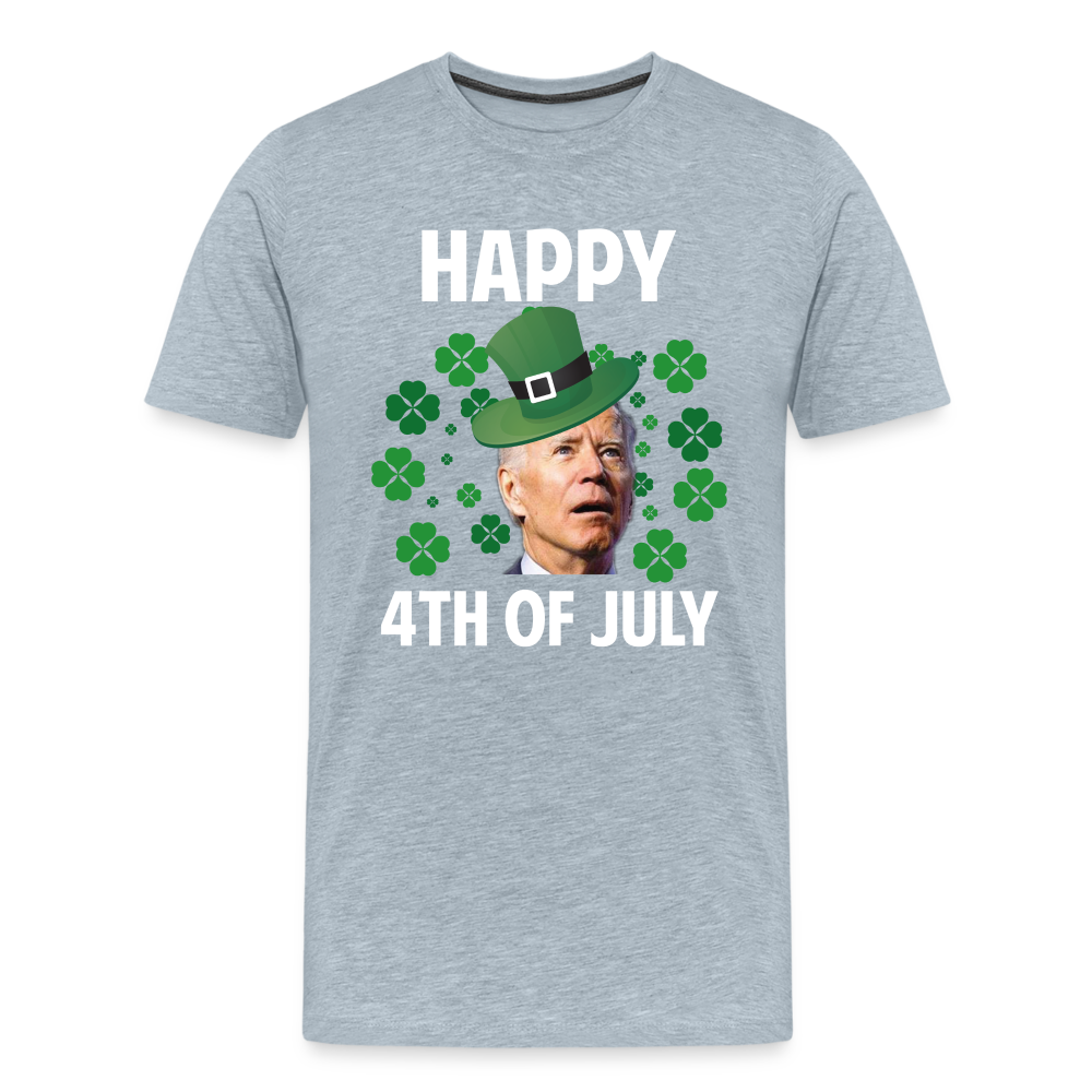 Funny Joe Biden Happy 4th Of July Confused St Patrick's Day Men's Premium T-Shirt - heather ice blue