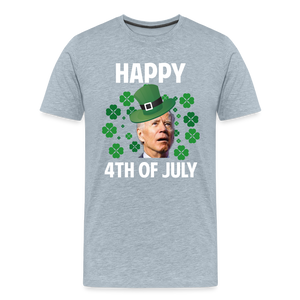 Funny Joe Biden Happy 4th Of July Confused St Patrick's Day Men's Premium T-Shirt - heather ice blue