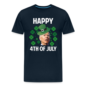 Funny Joe Biden Happy 4th Of July Confused St Patrick's Day Men's Premium T-Shirt - deep navy