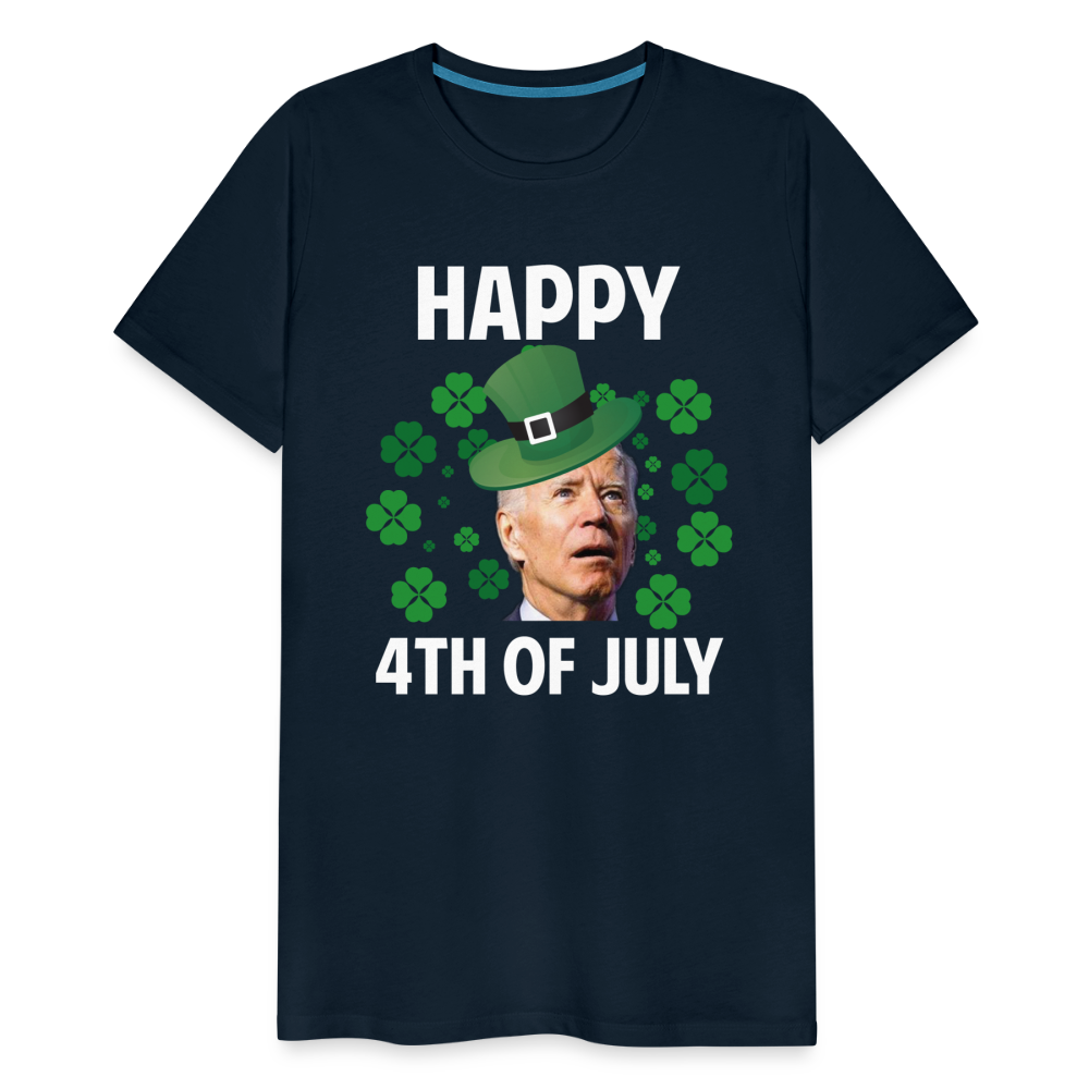 Funny Joe Biden Happy 4th Of July Confused St Patrick's Day Men's Premium T-Shirt - deep navy