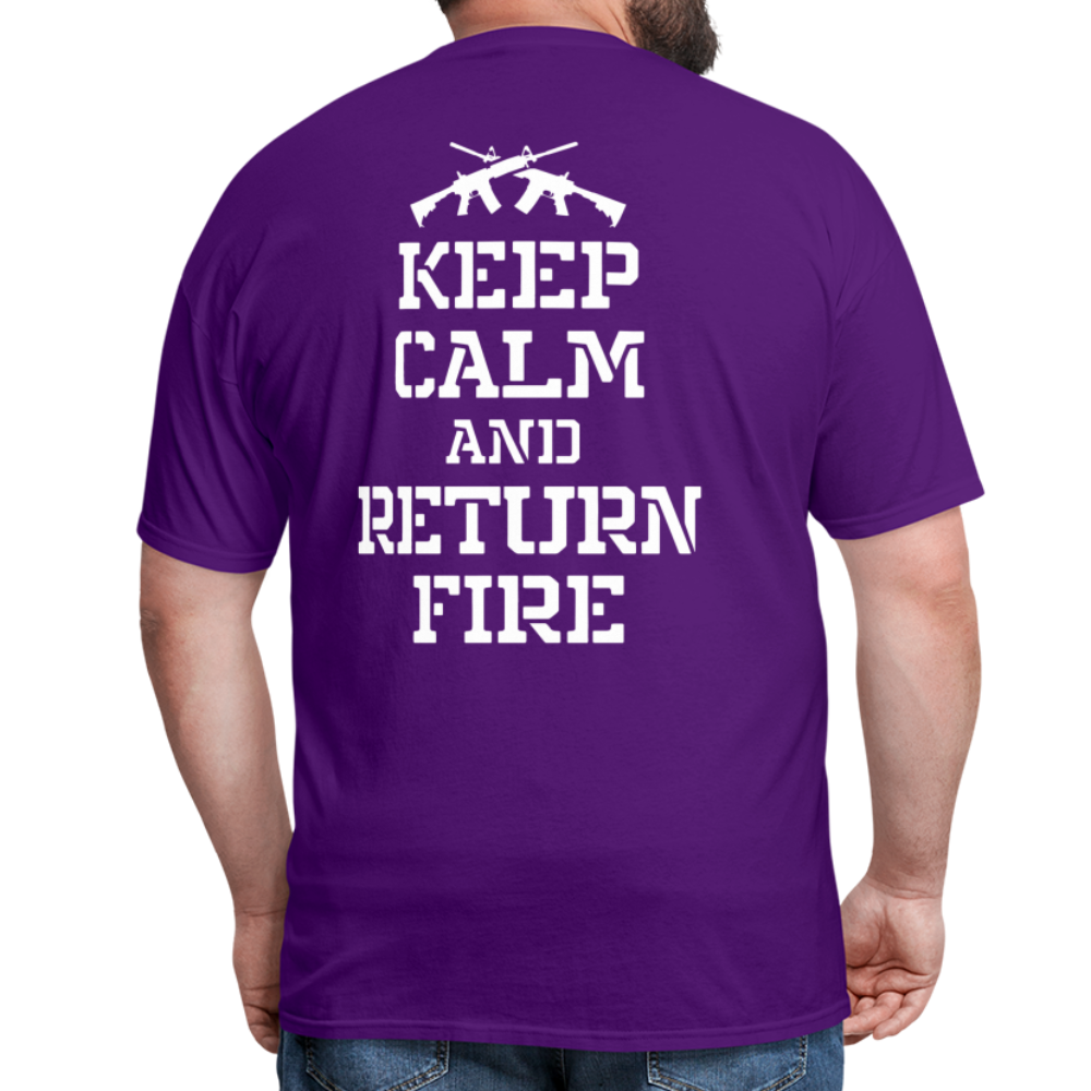 Keep Calm and Return Fire (Back Print) Classic T-Shirt - purple