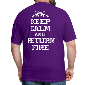 Keep Calm and Return Fire (Back Print) Classic T-Shirt - purple