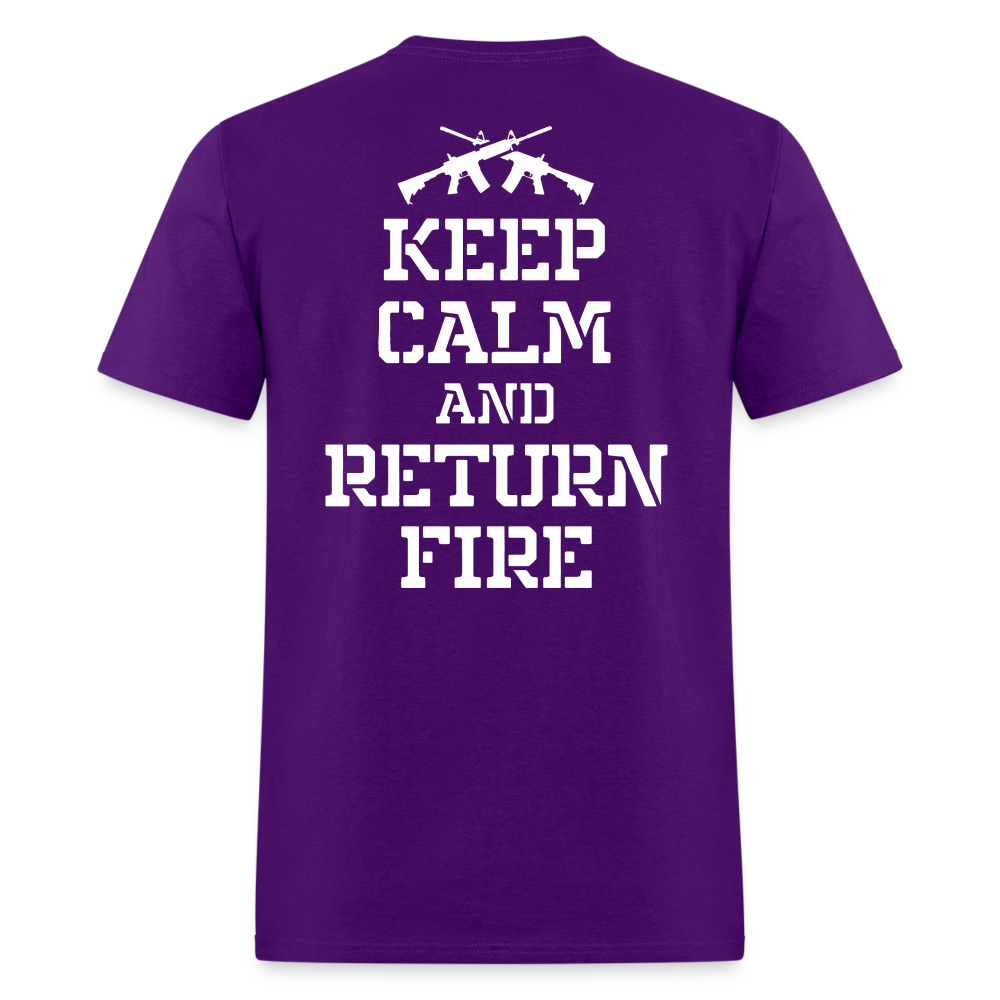 Keep Calm and Return Fire (Back Print) Classic T-Shirt - purple