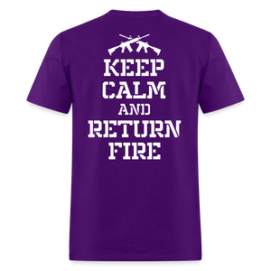 Keep Calm and Return Fire (Back Print) Classic T-Shirt - purple