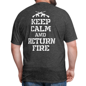 Keep Calm and Return Fire (Back Print) Classic T-Shirt - heather black