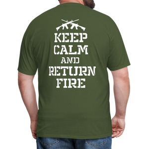 Keep Calm and Return Fire (Back Print) Classic T-Shirt - military green