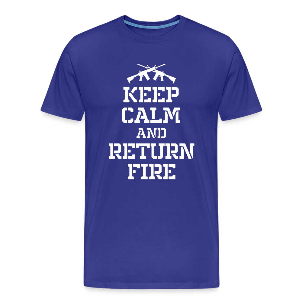 Keep Calm and Return Fire Men's Premium T-Shirt - royal blue