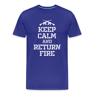 Keep Calm and Return Fire Men's Premium T-Shirt - royal blue