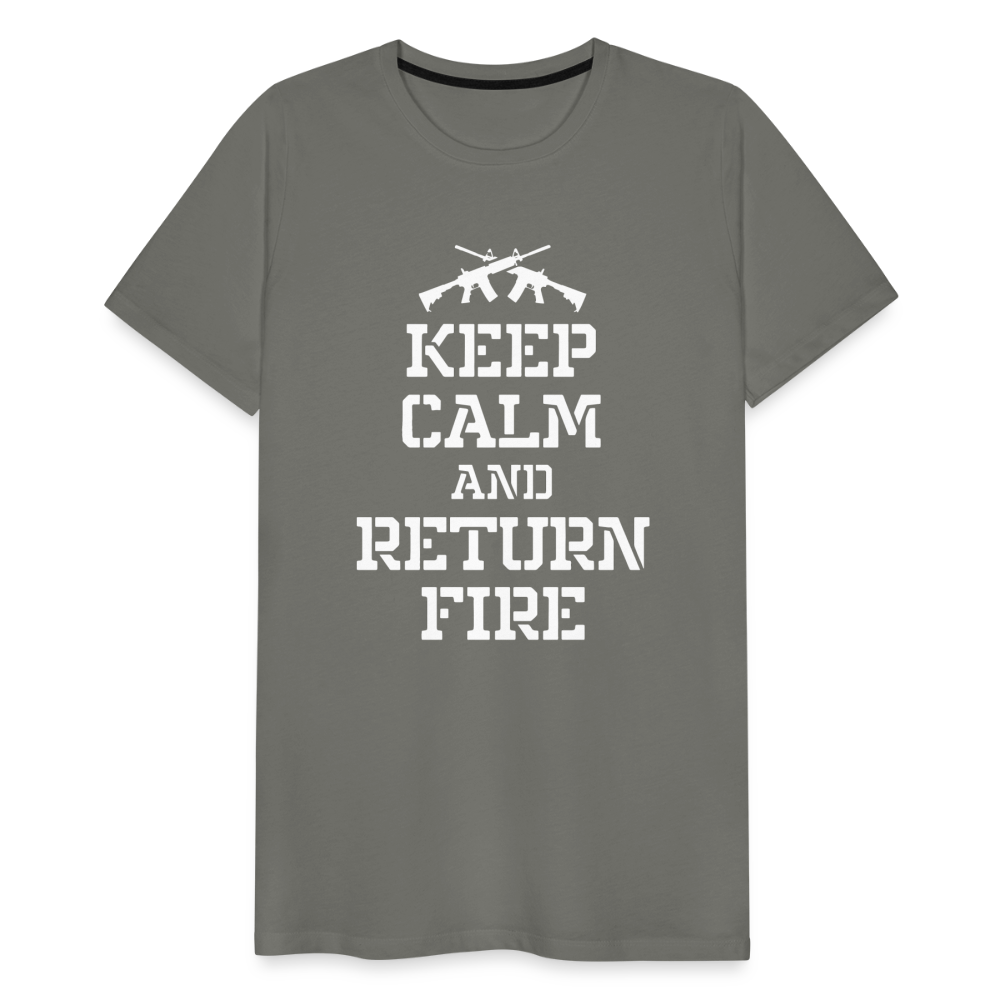 Keep Calm and Return Fire Men's Premium T-Shirt - asphalt gray