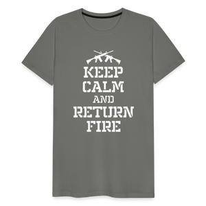 Keep Calm and Return Fire Men's Premium T-Shirt - asphalt gray