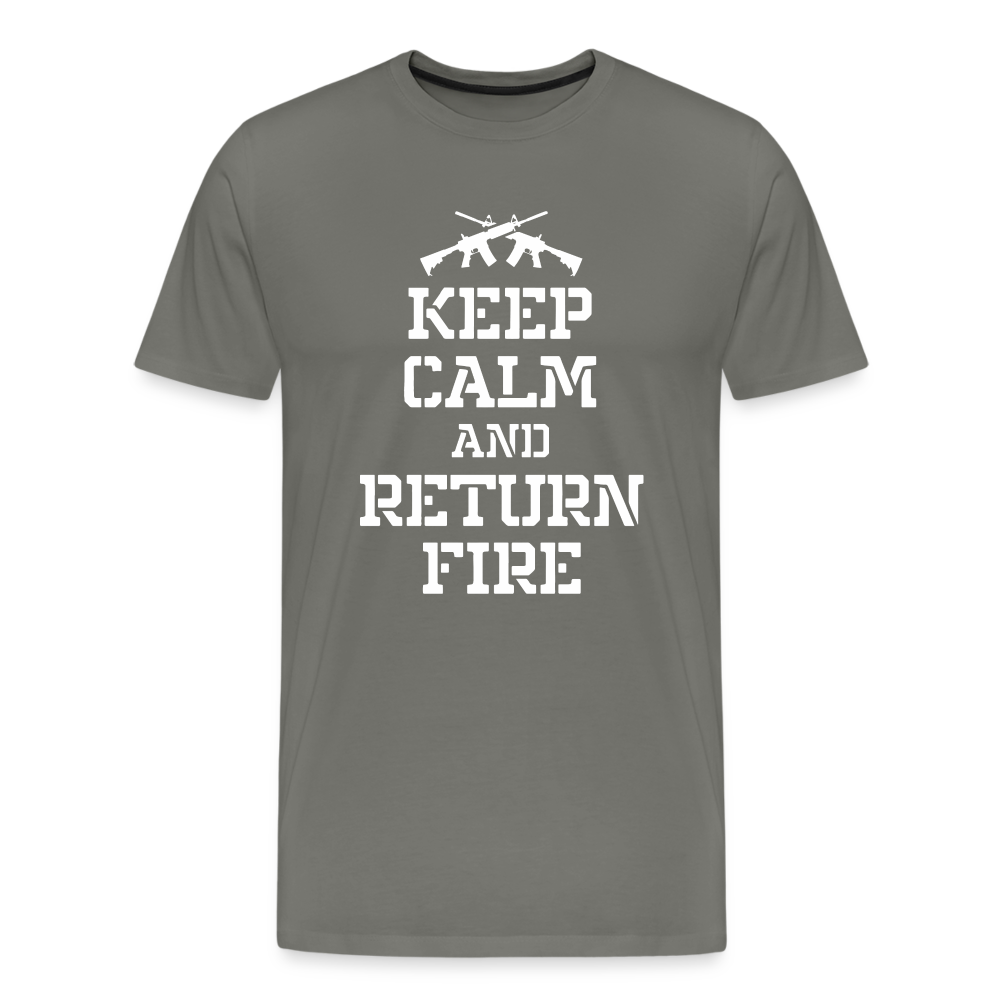 Keep Calm and Return Fire Men's Premium T-Shirt - asphalt gray