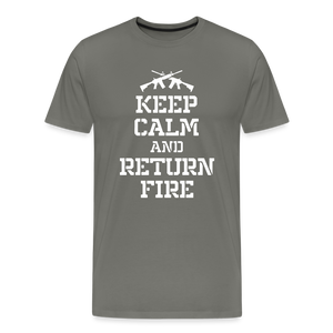 Keep Calm and Return Fire Men's Premium T-Shirt - asphalt gray