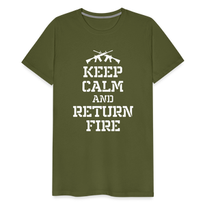 Keep Calm and Return Fire Men's Premium T-Shirt - olive green