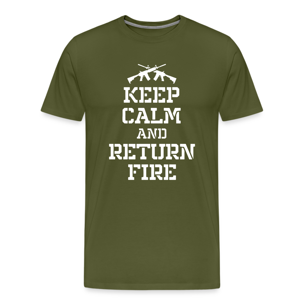 Keep Calm and Return Fire Men's Premium T-Shirt - olive green