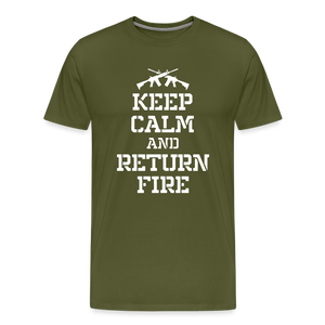 Keep Calm and Return Fire Men's Premium T-Shirt - olive green