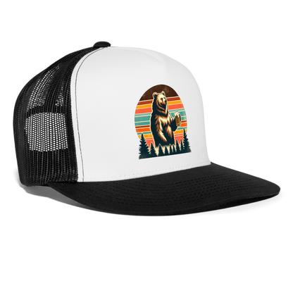 Funny Bear with Beer Trucker Cap - white/black