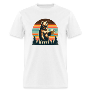 Funny Bear with Beer Classic T-Shirt - white