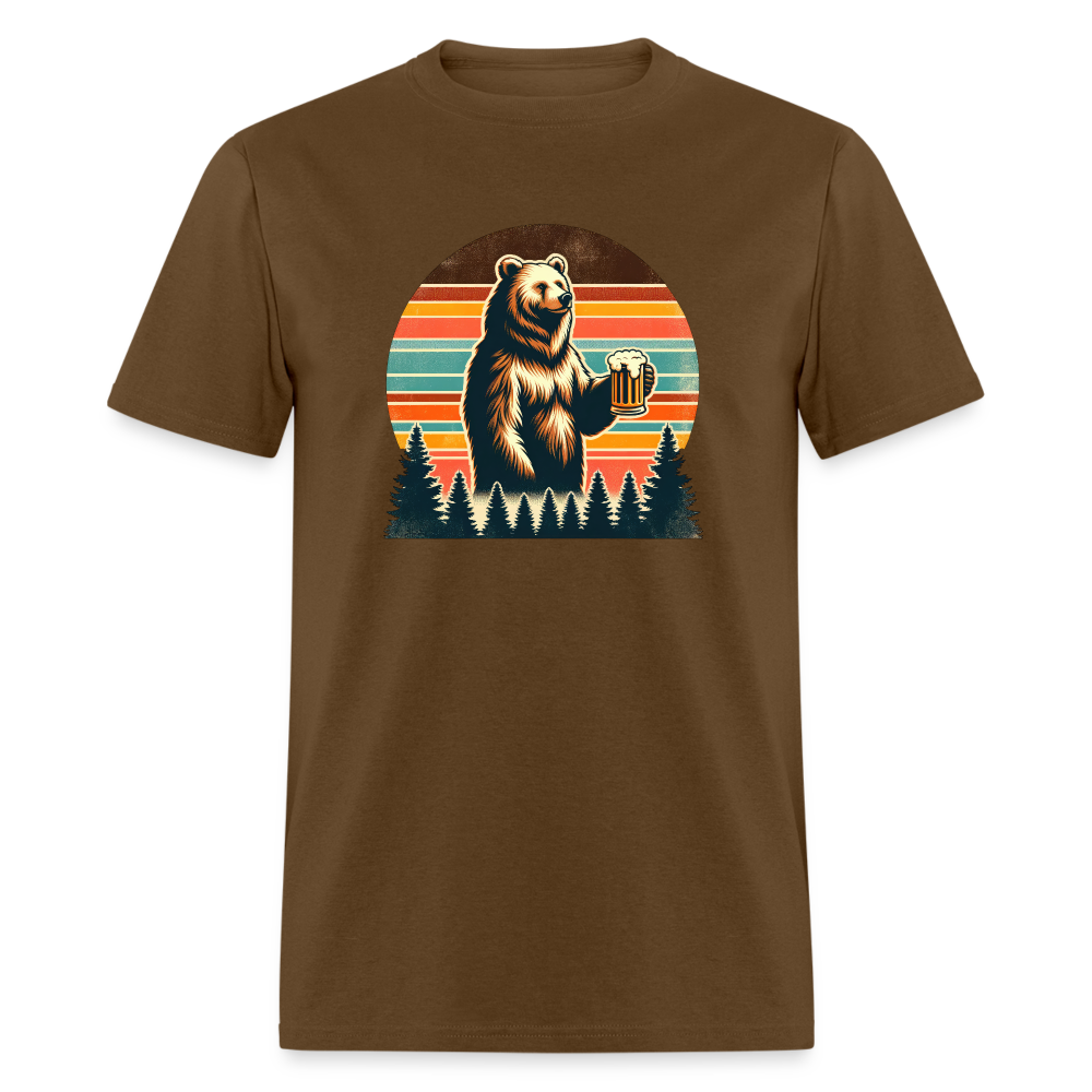 Funny Bear with Beer Classic T-Shirt - brown