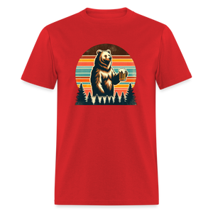 Funny Bear with Beer Classic T-Shirt - red
