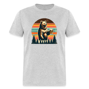 Funny Bear with Beer Classic T-Shirt - heather gray
