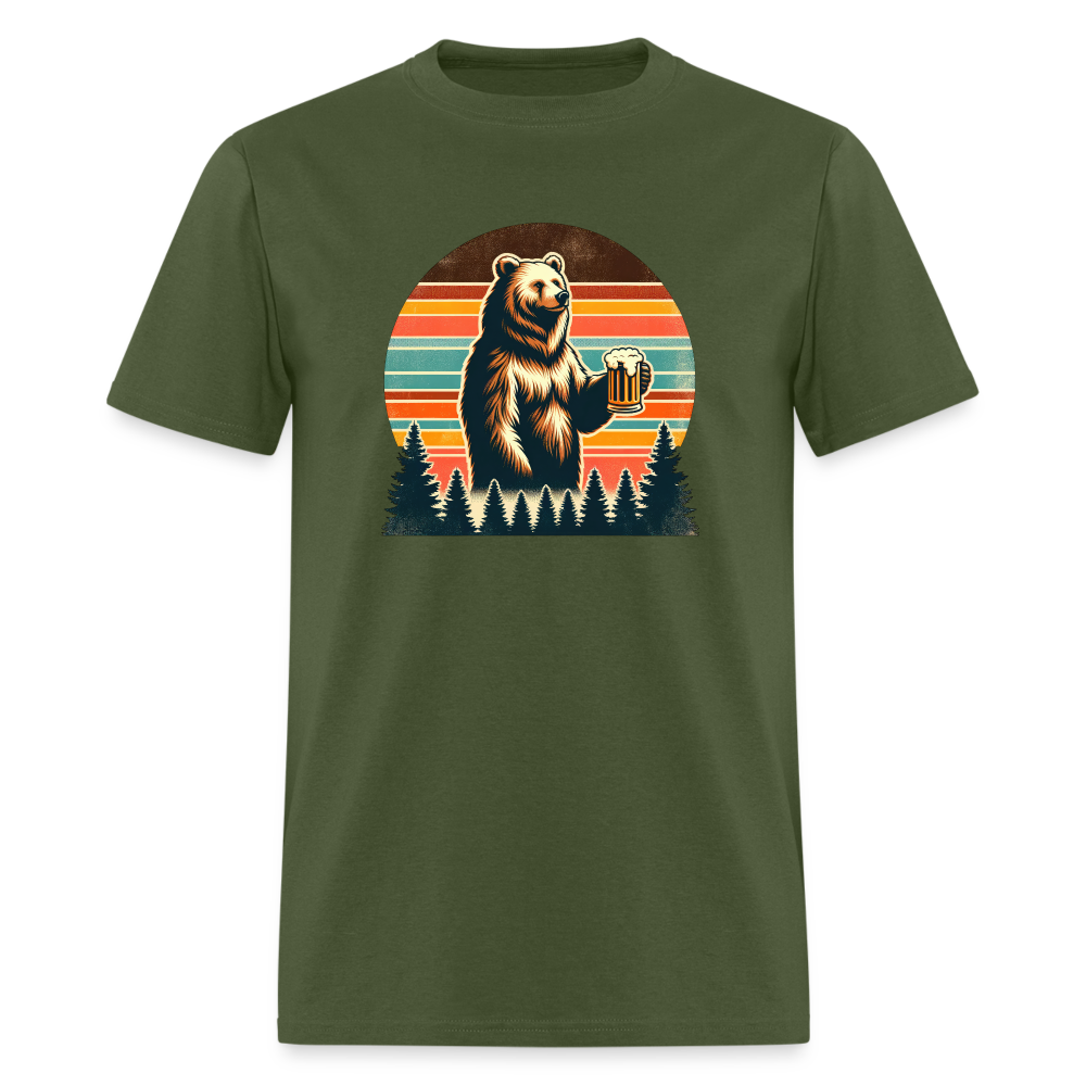 Funny Bear with Beer Classic T-Shirt - military green