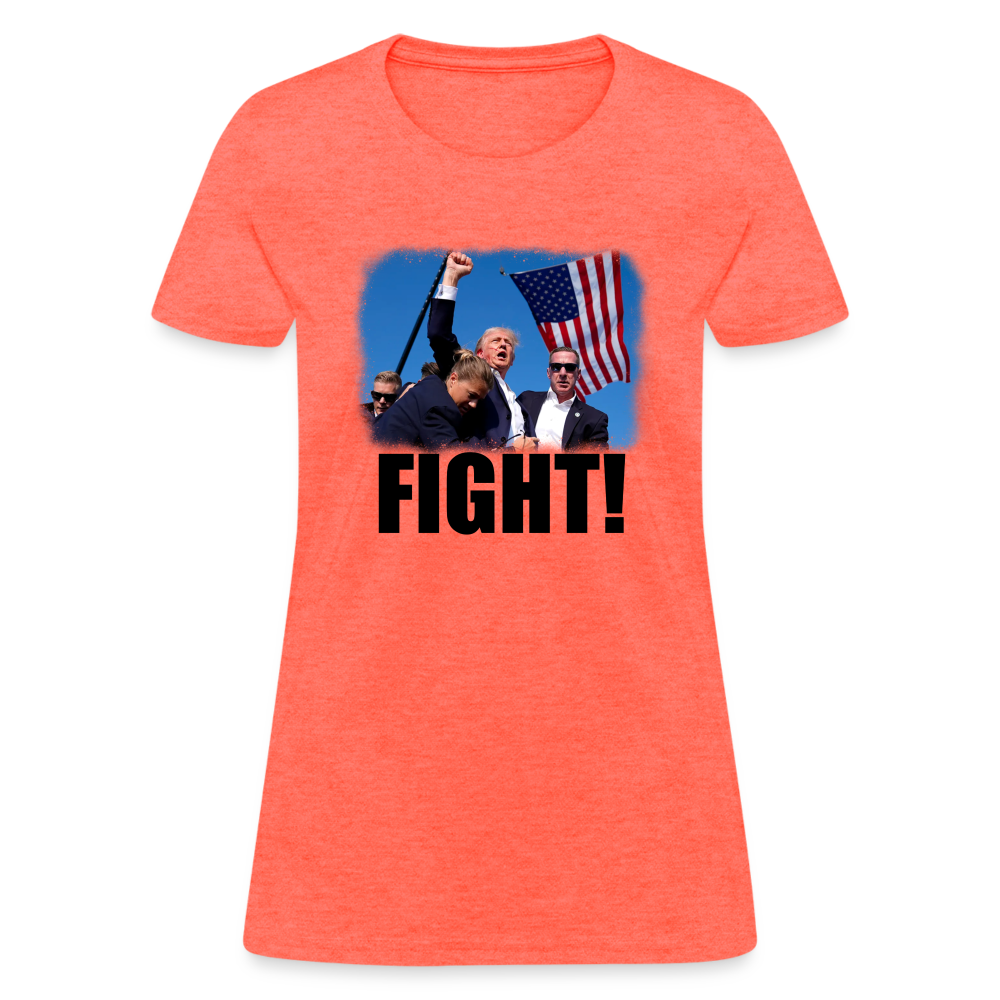 Trump FIGHT 2024 Women's T-Shirt - heather coral