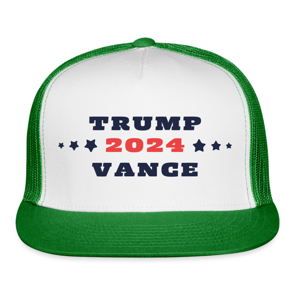 Trump Vance 2024 Trucker Cap - white/kelly green