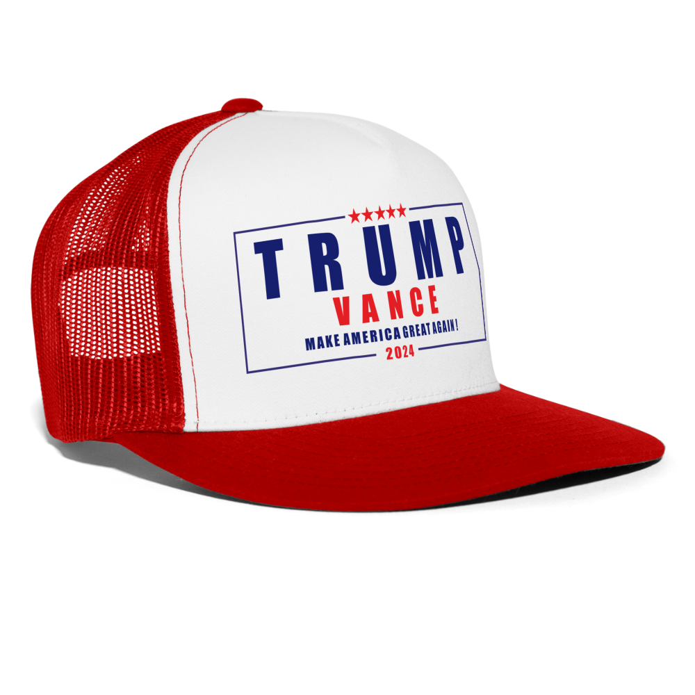 Trump Vance 2024 Trucker Cap - white/red