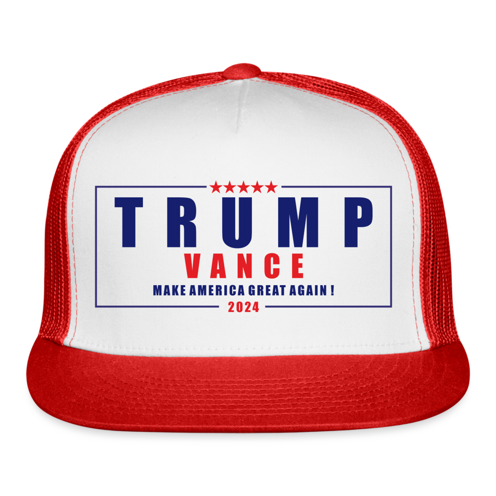 Trump Vance 2024 Trucker Cap - white/red