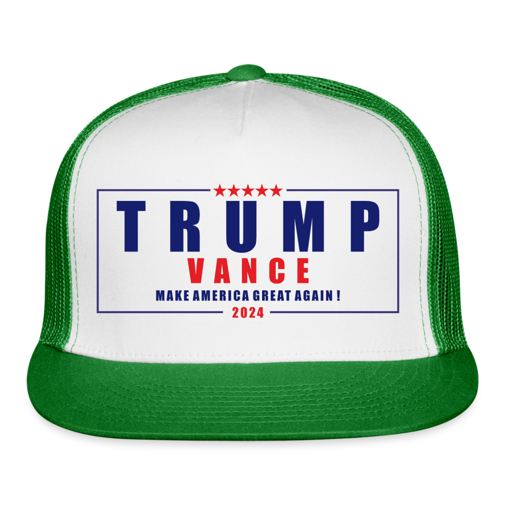 Trump Vance 2024 Trucker Cap - white/kelly green