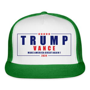 Trump Vance 2024 Trucker Cap - white/kelly green