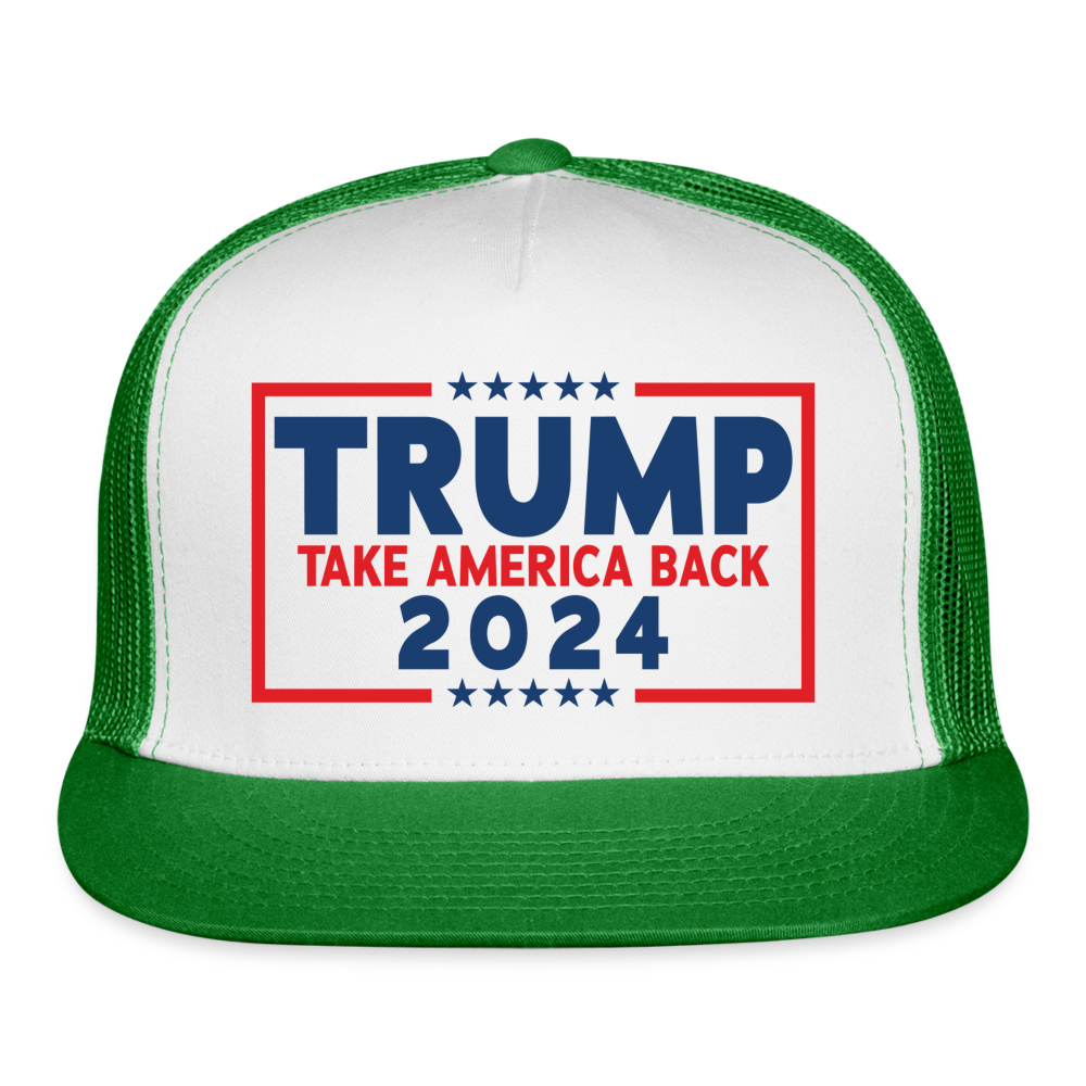 Trump 2024 - Take America Back Trucker Cap - white/kelly green