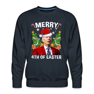 Merry 4th Of Easter Funny Biden Christmas Men’s Premium Sweatshirt - navy