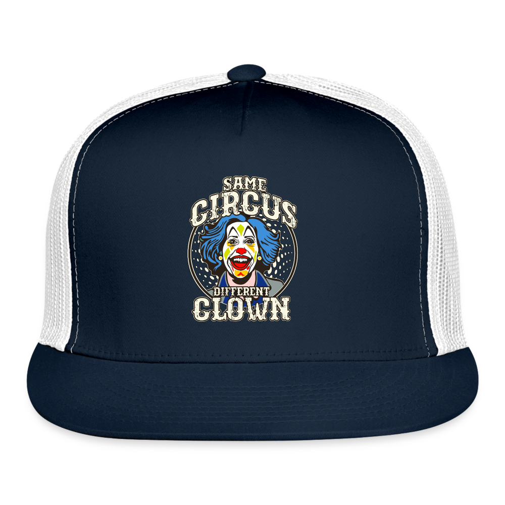 Same Circus Different Clown Trucker Cap - navy/white