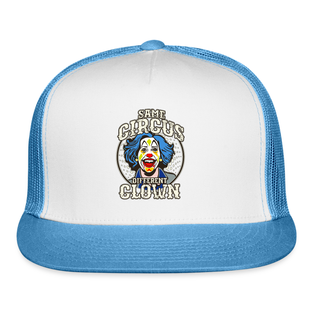 Same Circus Different Clown Trucker Cap - white/blue