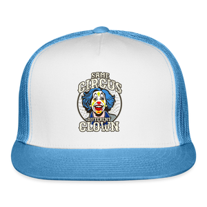 Same Circus Different Clown Trucker Cap - white/blue