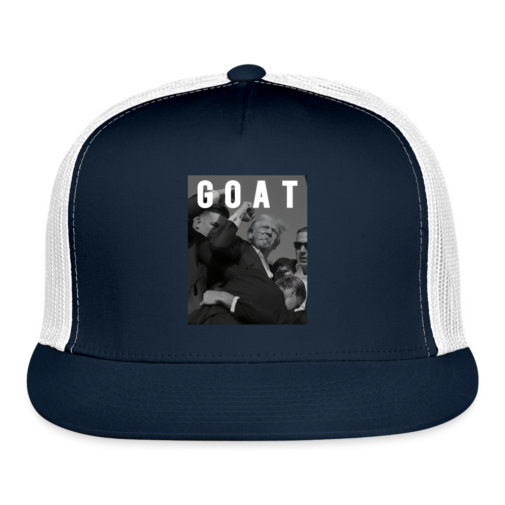 Trump GOAT 7/13/24 Trucker Cap - navy/white