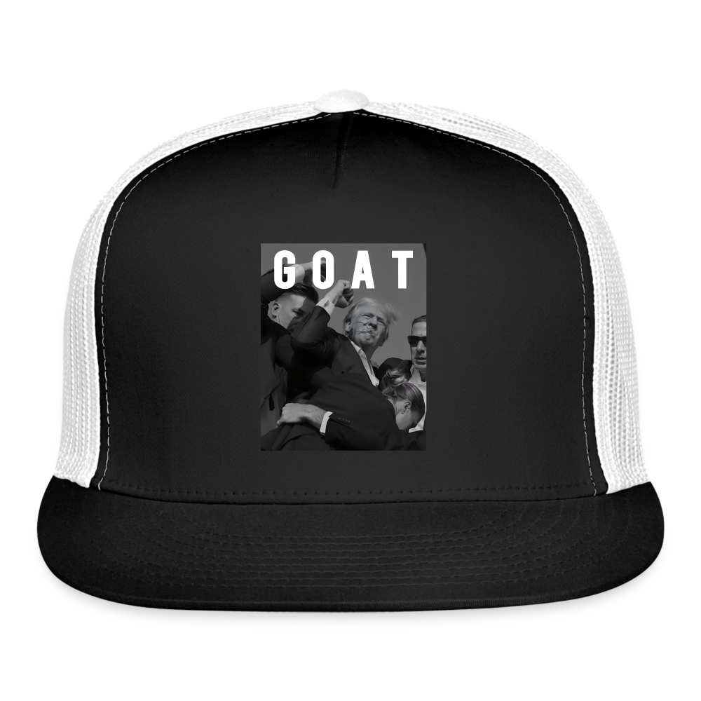 Trump GOAT 7/13/24 Trucker Cap - black/white