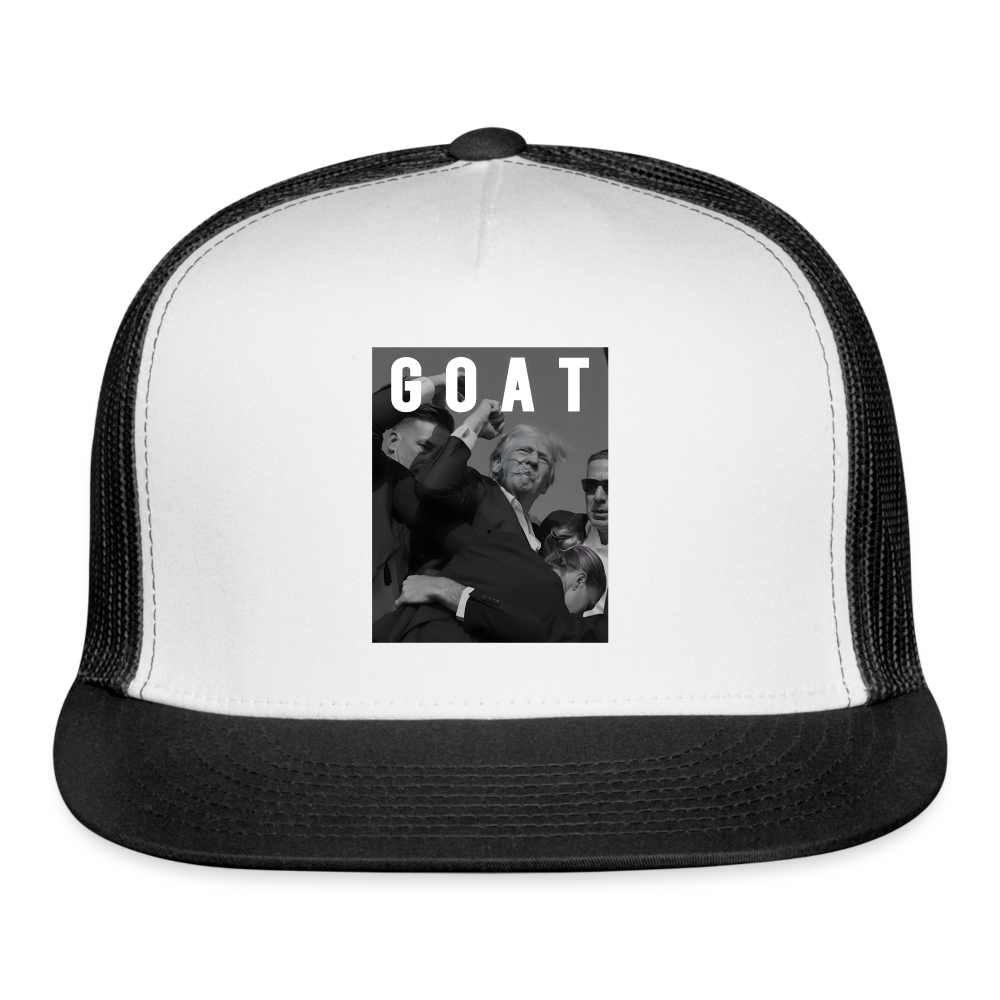 Trump GOAT 7/13/24 Trucker Cap - white/black