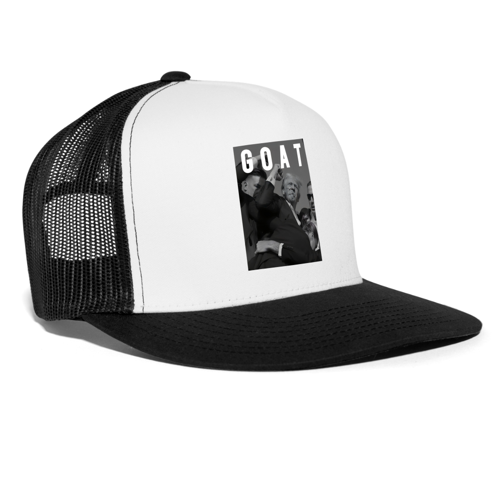 Trump GOAT 7/13/24 Trucker Cap - white/black