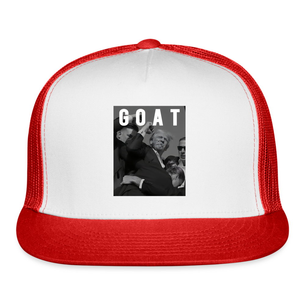 Trump GOAT 7/13/24 Trucker Cap - white/red