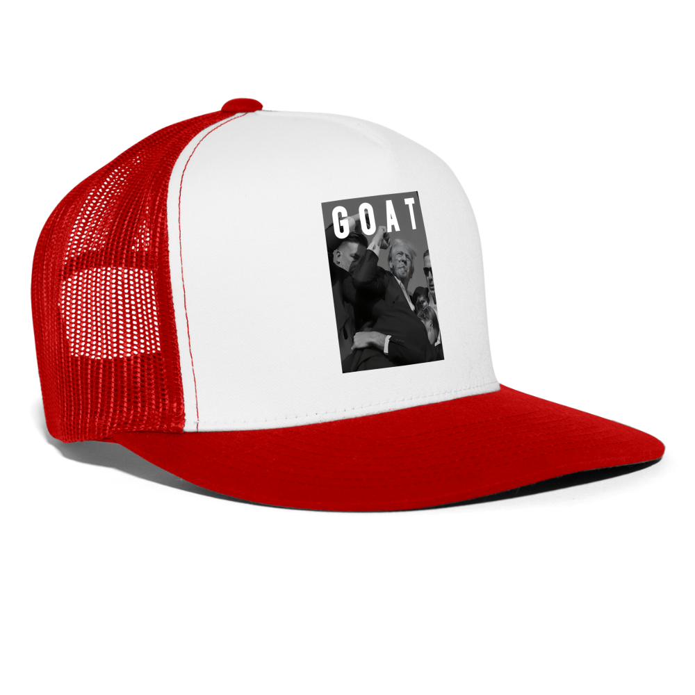 Trump GOAT 7/13/24 Trucker Cap - white/red