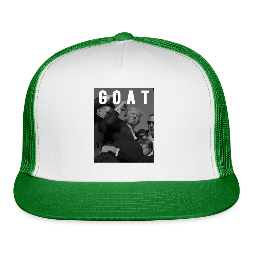 Trump GOAT 7/13/24 Trucker Cap - white/kelly green