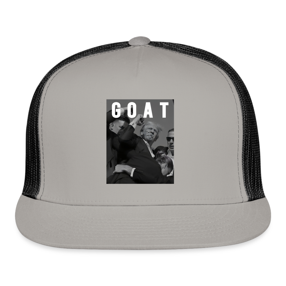 Trump GOAT 7/13/24 Trucker Cap - gray/black